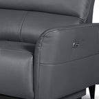 L-Form Ledersofa mit Ottomane Rechts Panama - Echtleder Grau, 278 cm - FURNHOUSE