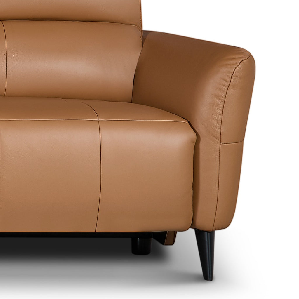 L-Form Ledersofa mit Ottomane Links - Echtleder Cognacbraun Panama - FURNHOUSE