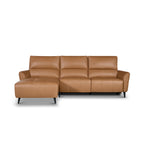 L-Form Ledersofa mit Ottomane Links Panama - Echtleder Cognacbraun, 278 cm - FURNHOUSE