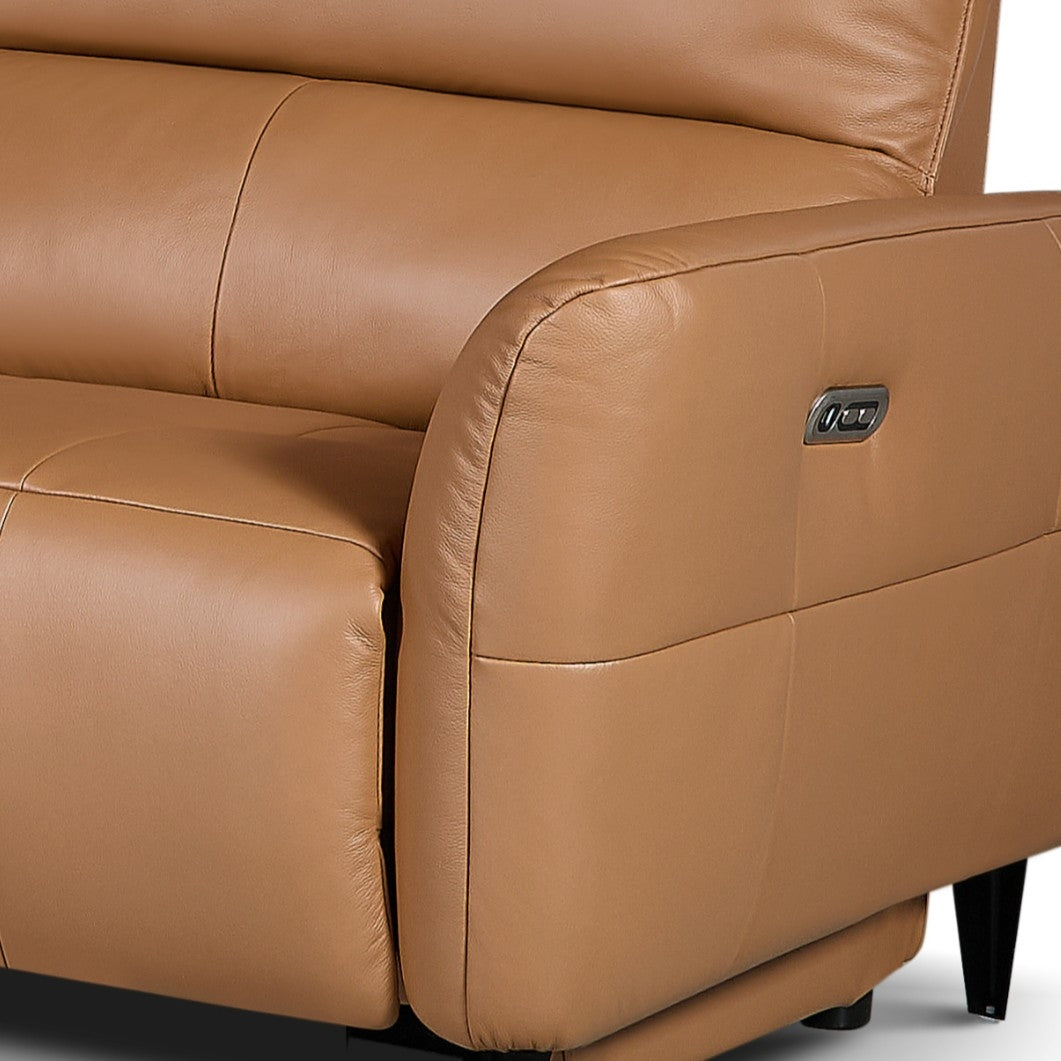 L-Form Ledersofa mit Ottomane Links - Echtleder Cognacbraun Panama - FURNHOUSE