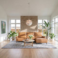 L-Form Ledersofa mit Ottomane Rechts - Echtleder Cognacbraun Panama - FURNHOUSE