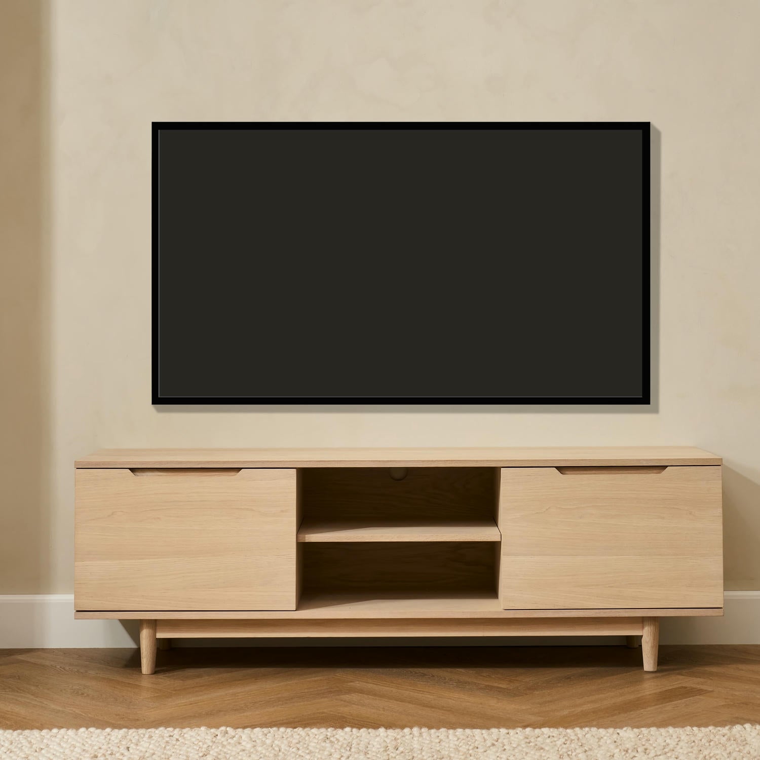 Kerteminde TV-Tisch mit 2 Türen - 160 cm breit - Eiche Weiß geöltes