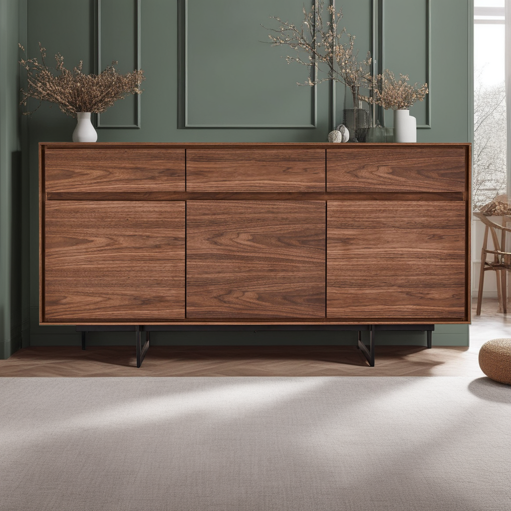 Sideboard Tokyo Nussbaum 3 Türen 155x45x82 cm - FURNHOUSE