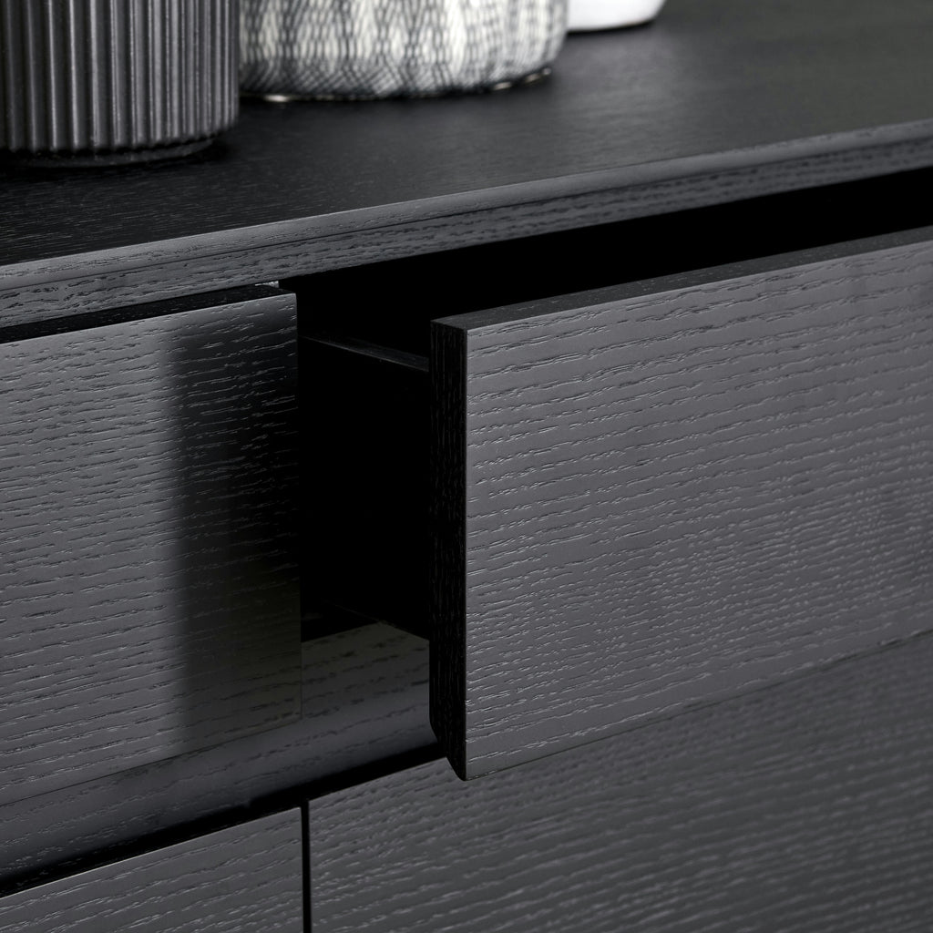 Sideboard Tokyo Schwarz mit 3 Türen 155x45x82 cm - FURNHOUSE