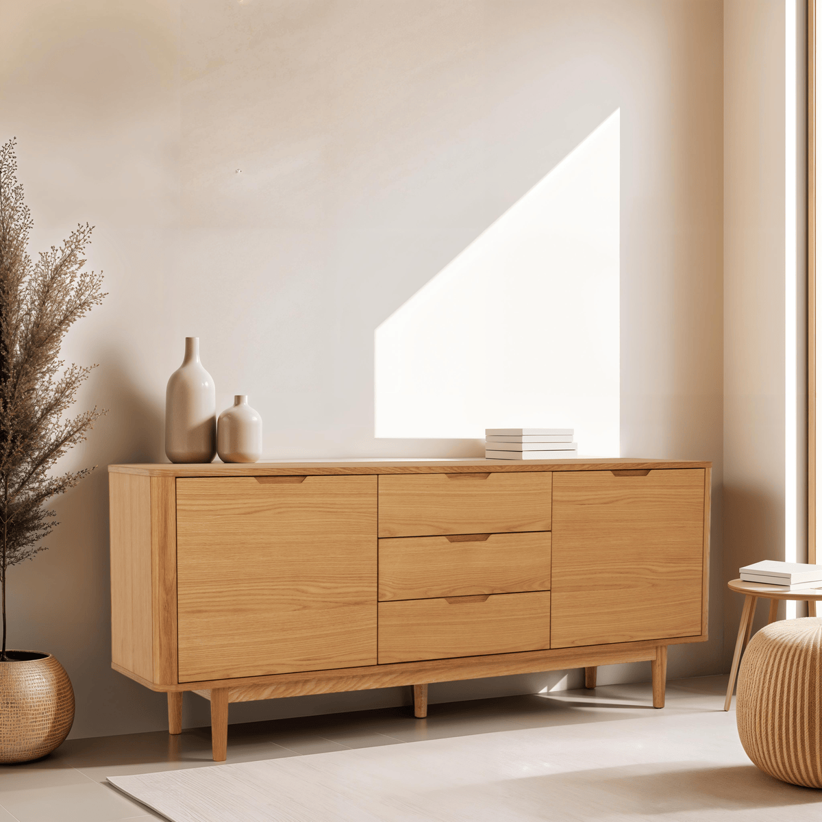 Sideboard Eiche massiv Nyborg 2 Türen - Natürliches Öl - FURNHOUSE