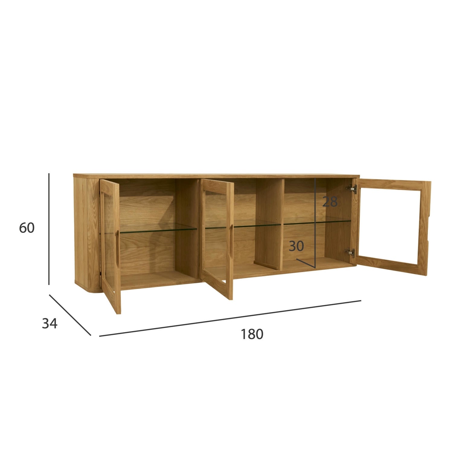 Nyborg Wandschrank mit LED-Beleuchtung - 180 cm breit - Wildeiche Natur