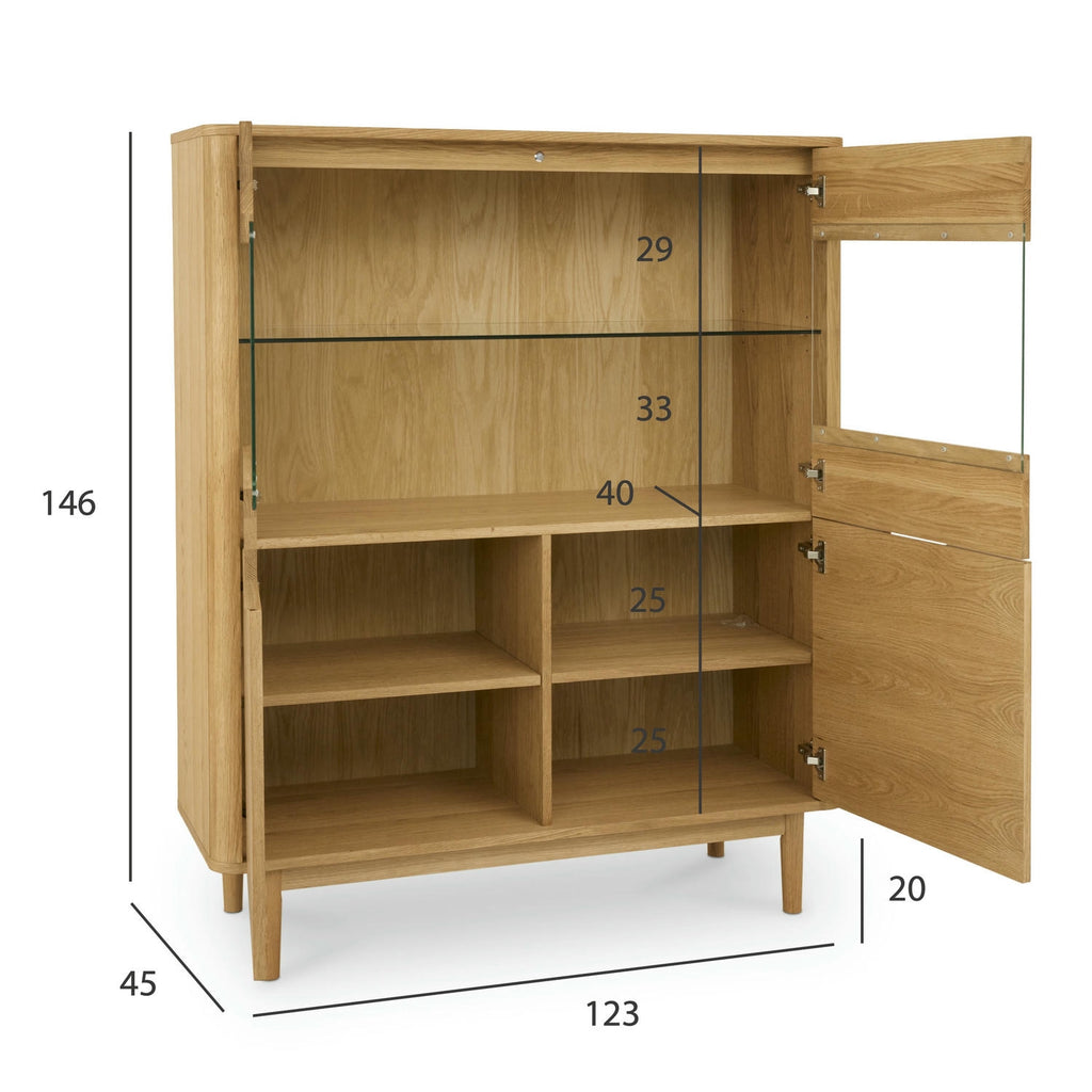 Nyborg Highboard mit LED-Beleuchtung - 123 cm breit - Wildeiche Natur