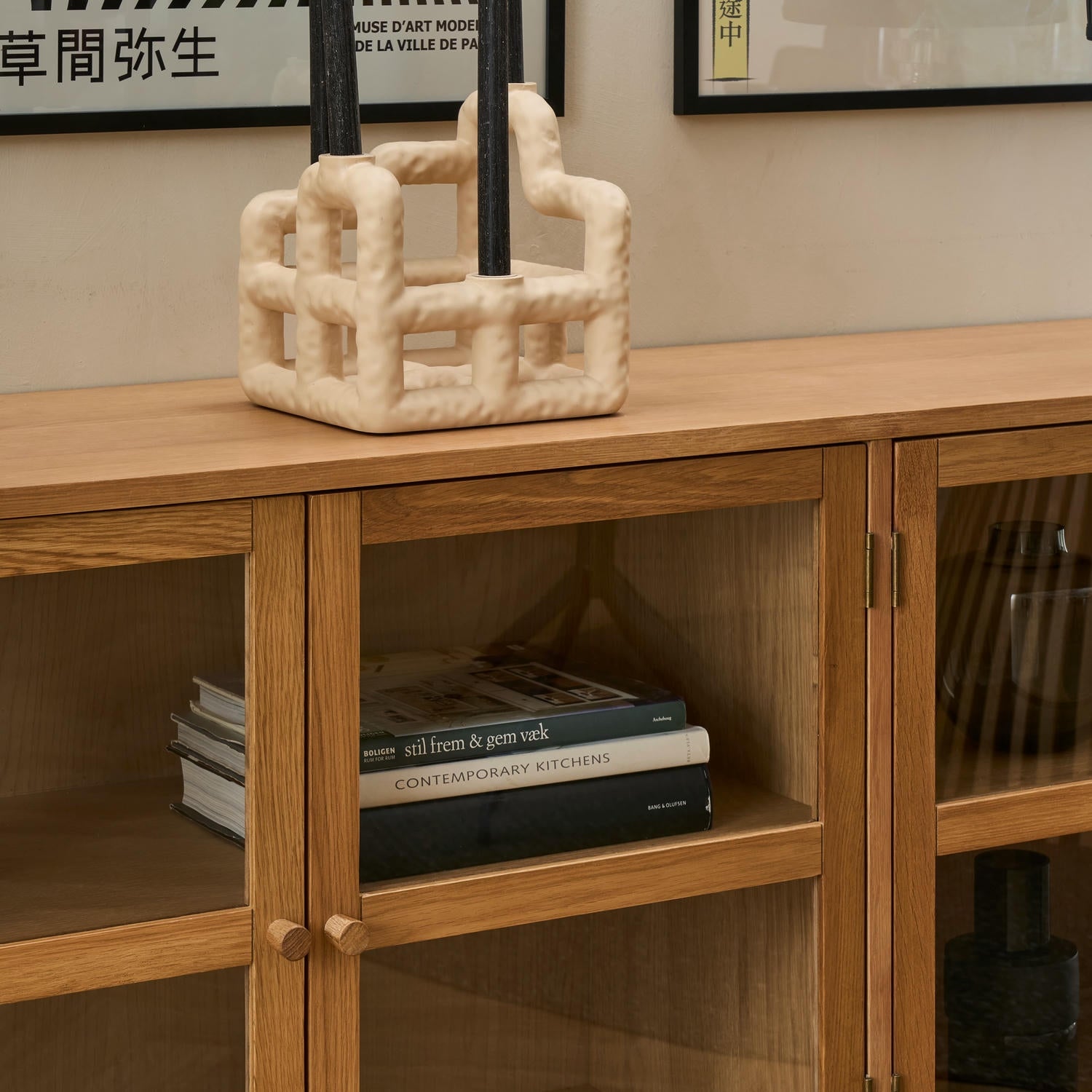 Svendborg Sideboard mit 4 Glastüren - 180 cm breit - Wildeiche Natur