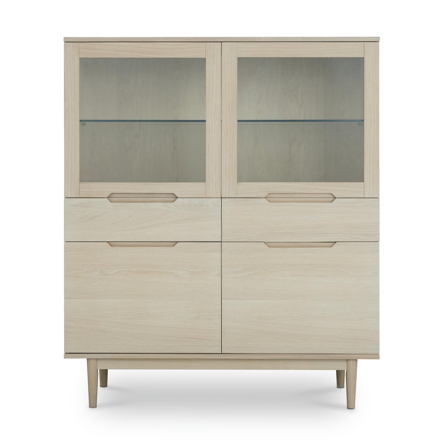 Kerteminde Highboard mit LED-Beleuchtung - 124 cm breit - Eiche Weiß geöltes - FURNHOUSE