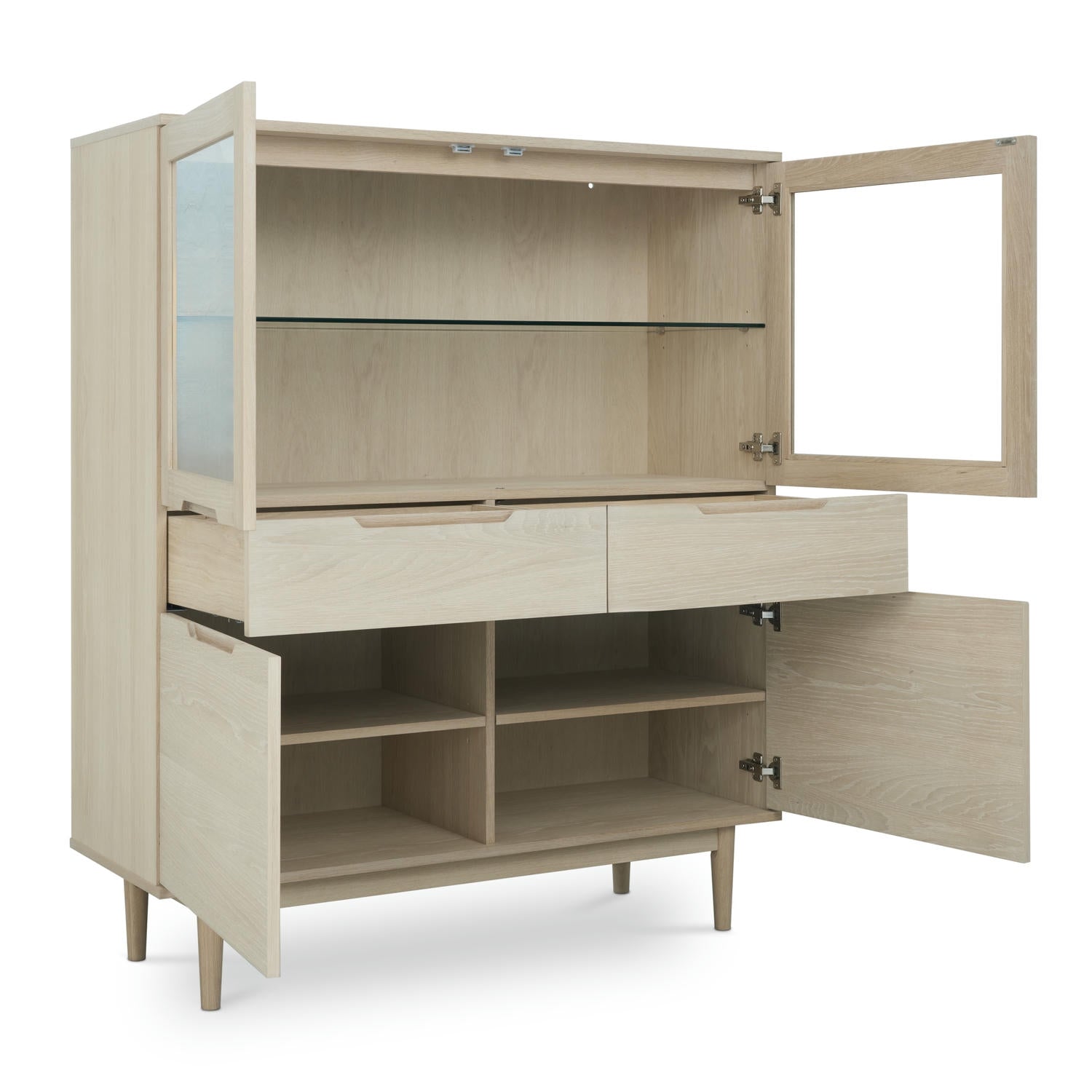 Kerteminde Highboard mit LED-Beleuchtung - 124 cm breit - Eiche Weiß geöltes - FURNHOUSE