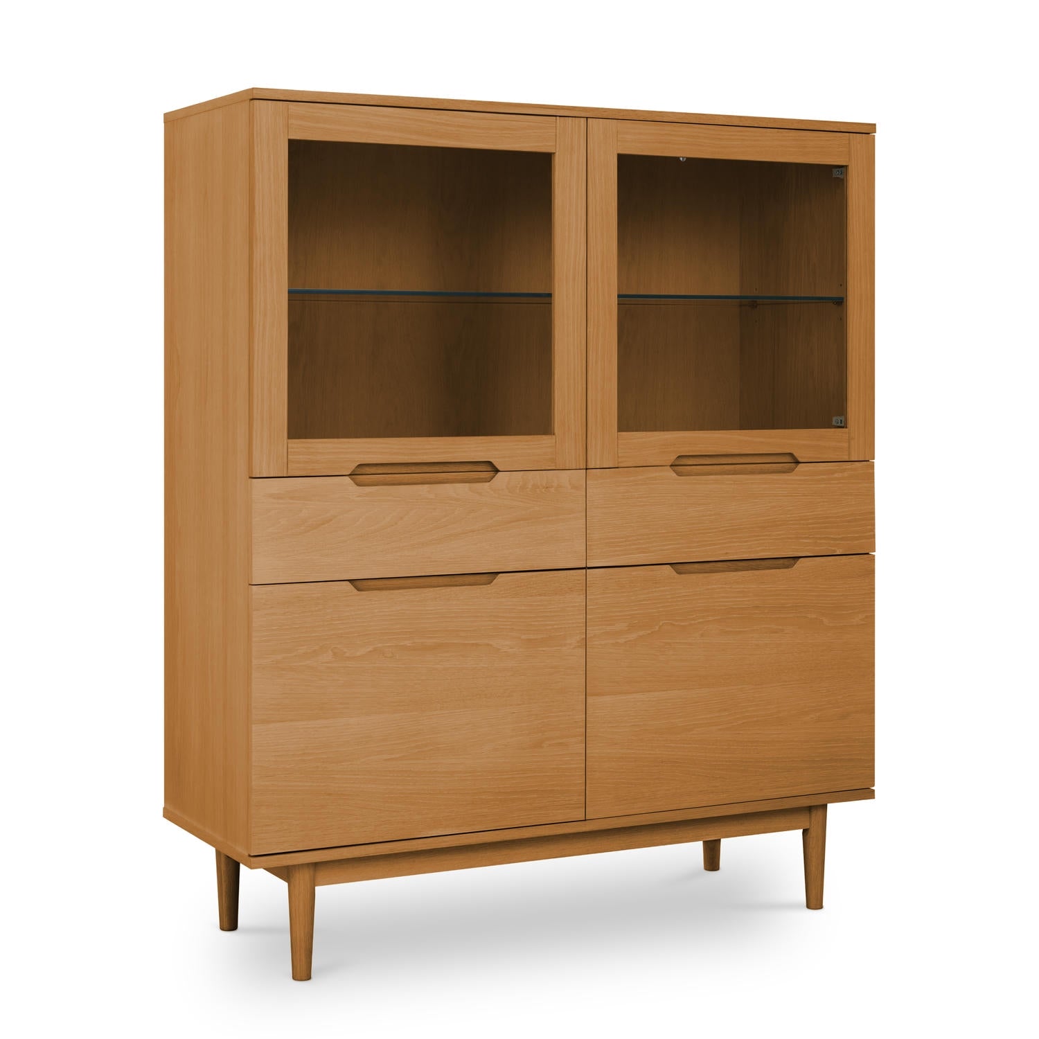 Kerteminde Highboard mit LED-Beleuchtung - 124 cm breit - Wildeiche Natur - FURNHOUSE