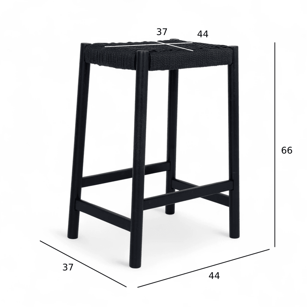 3er Set Barhocker Ida mit Geflechtsitz - Schwarz - FURNHOUSE