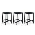 3er Set Barhocker Ida mit Geflechtsitz - Schwarz - FURNHOUSE