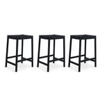 3er Set Barhocker Ida mit Geflechtsitz - Schwarz - FURNHOUSE