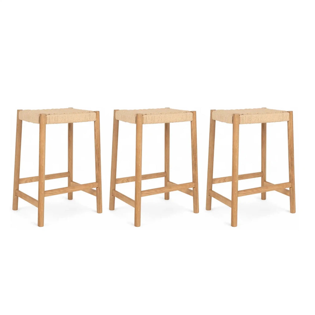 3er Set Barhocker Ida mit Geflechtsitz - Wildeiche - FURNHOUSE