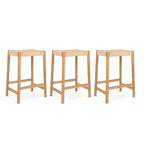 3er Set Barhocker Ida mit Geflechtsitz - Wildeiche - FURNHOUSE