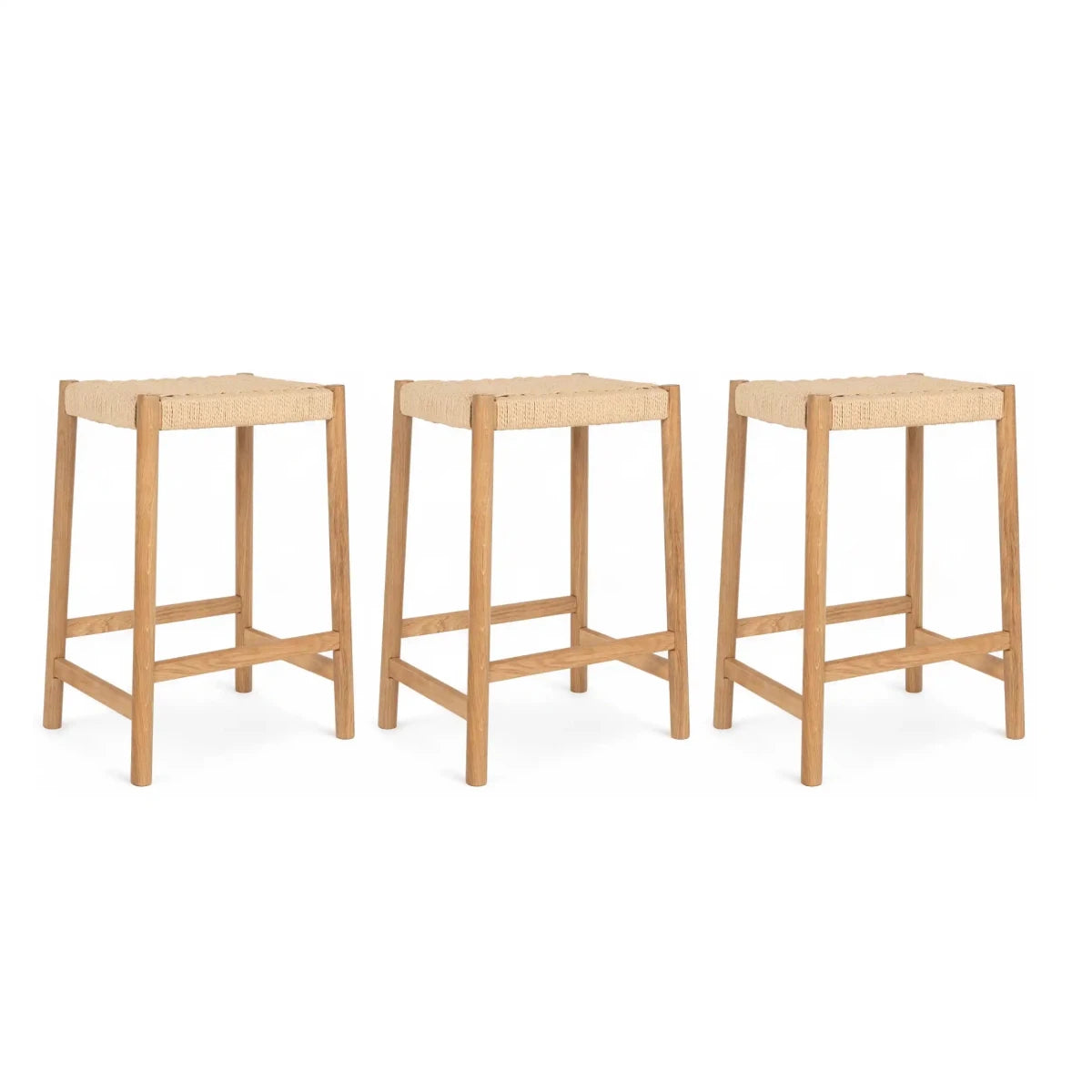 3er Set Barhocker Ida mit Geflechtsitz - Wildeiche - FURNHOUSE