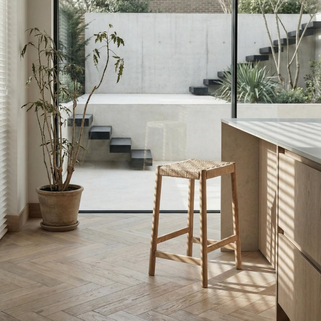 3er Set Barhocker Ida mit Geflechtsitz - Wildeiche - FURNHOUSE