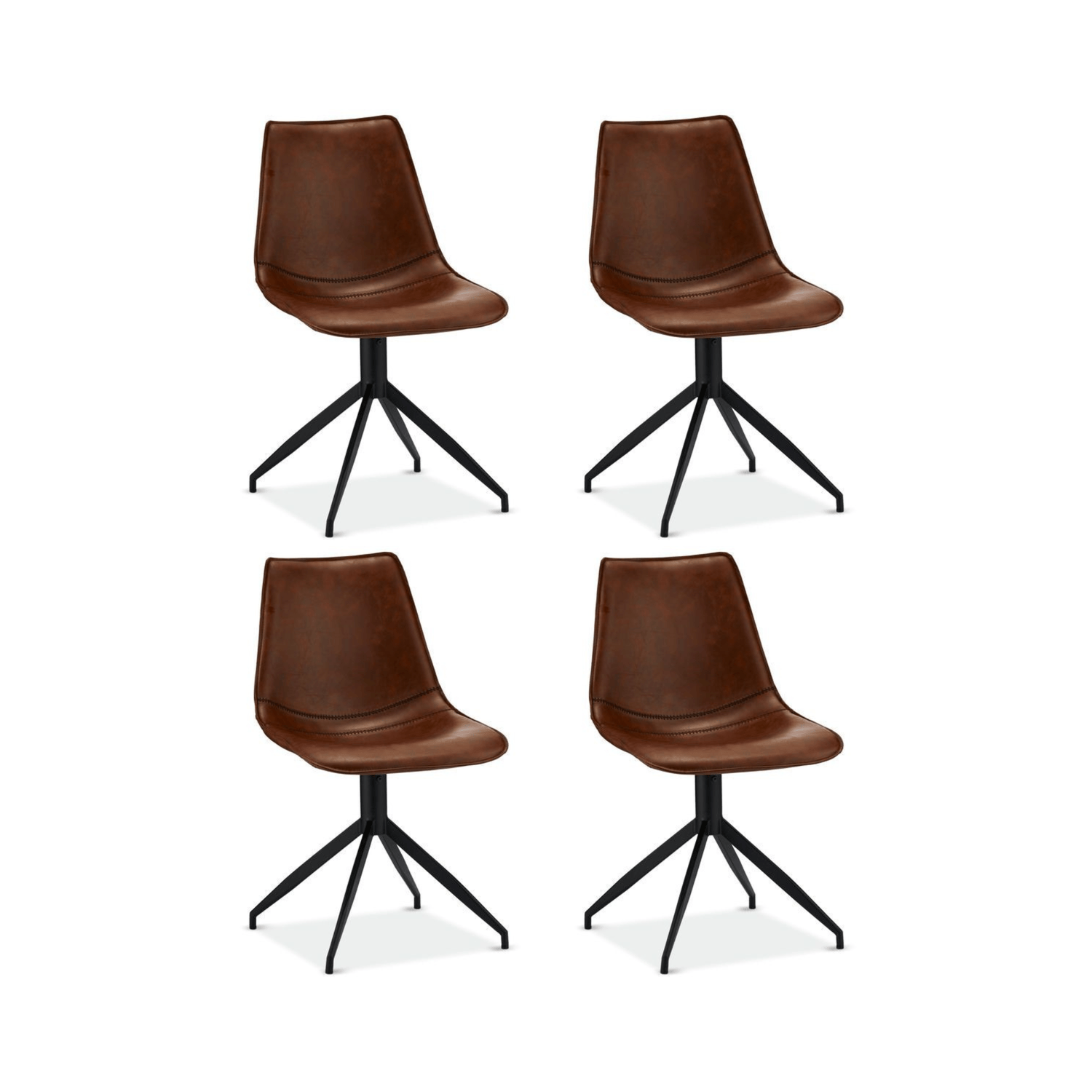 4er Set Esszimmerstühle Isabel - Drehbar - Cognac Braun