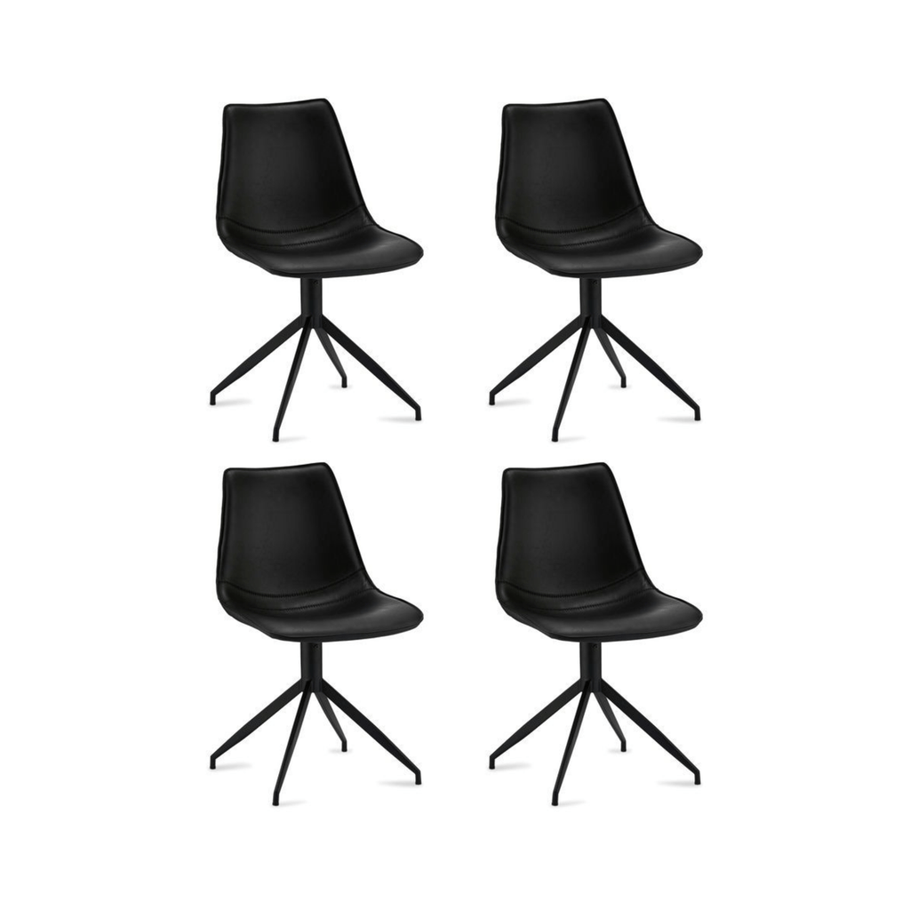4er Set Esszimmerstühle Isabel - Drehbar - Schwarz