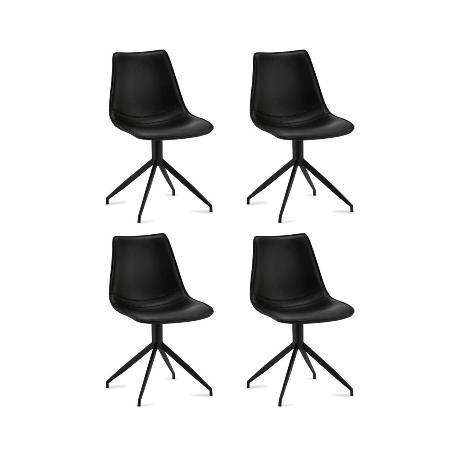 4er Set Esszimmerstühle Isabel - Drehbar - Schwarz