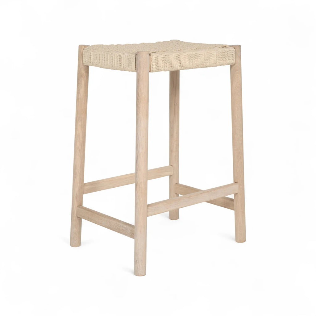 4er Set Barhocker Ida mit Geflechtsitz - Eiche bianco - FURNHOUSE