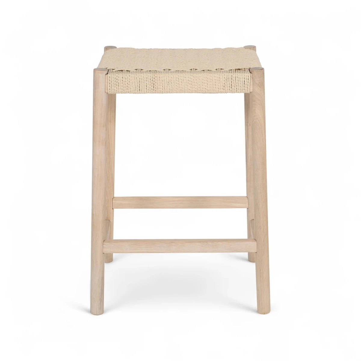 4er Set Barhocker Ida mit Geflechtsitz - Eiche bianco - FURNHOUSE