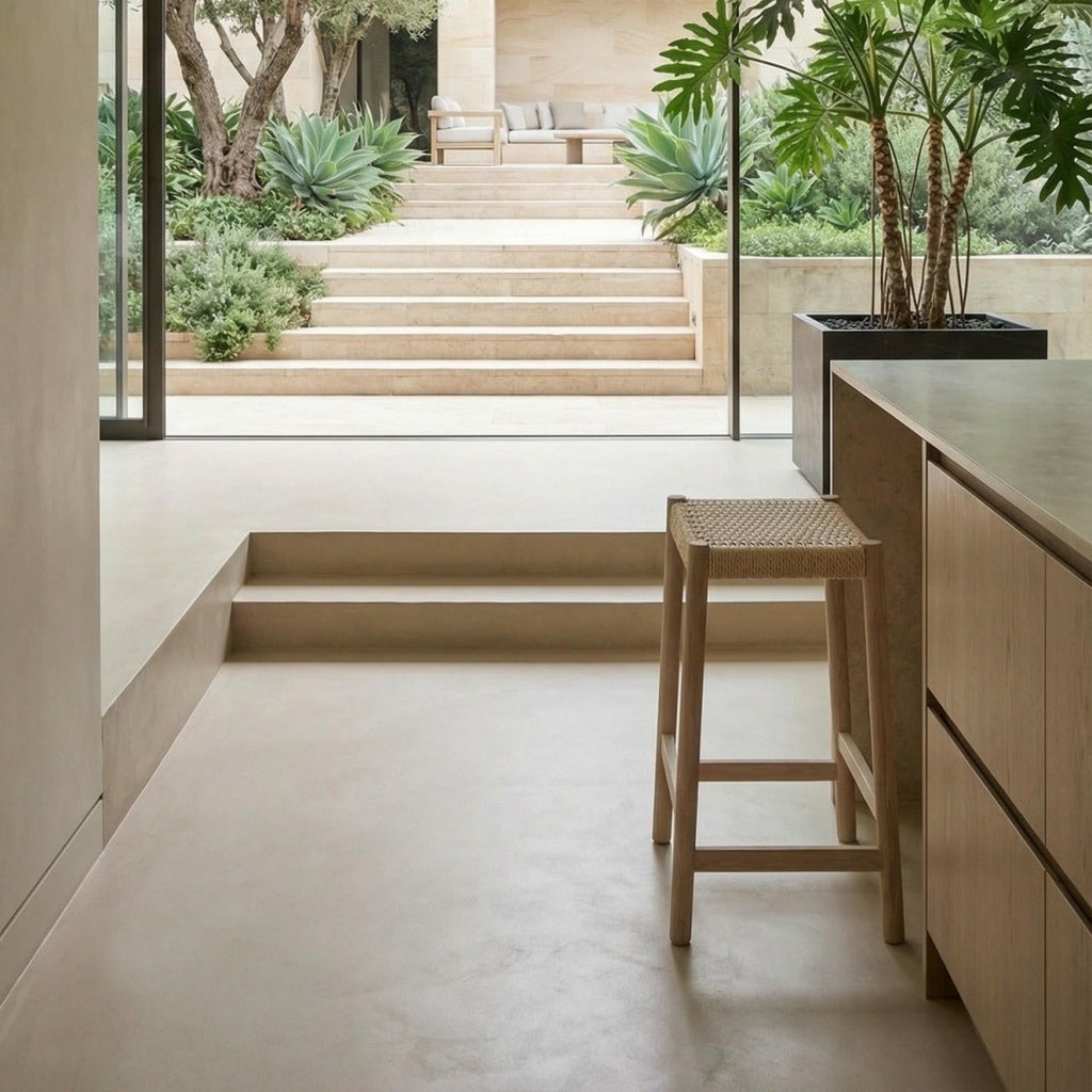 4er Set Barhocker Ida mit Geflechtsitz - Eiche bianco - FURNHOUSE