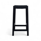 4er Set Barhocker Ida mit Geflechtsitz - Schwarz - FURNHOUSE