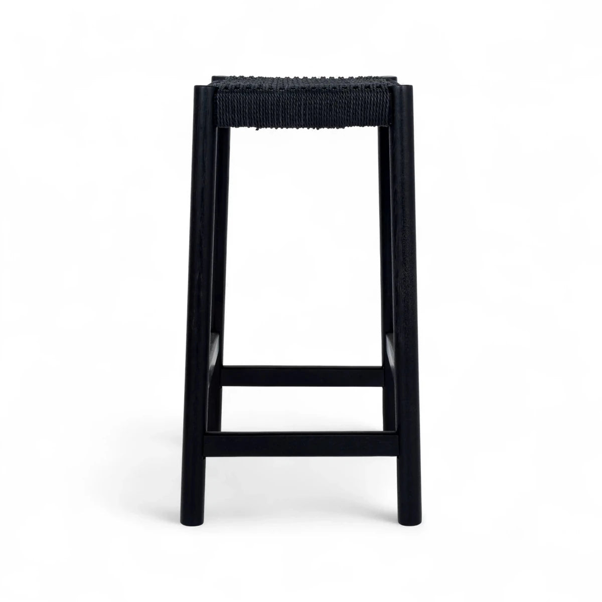 4er Set Barhocker Ida mit Geflechtsitz - Schwarz - FURNHOUSE
