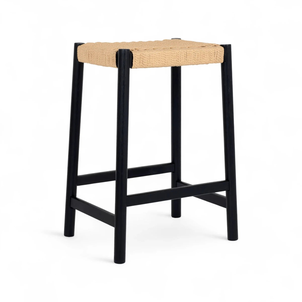 4er Set Barhocker Ida mit Geflechtsitz - Schwarz - FURNHOUSE