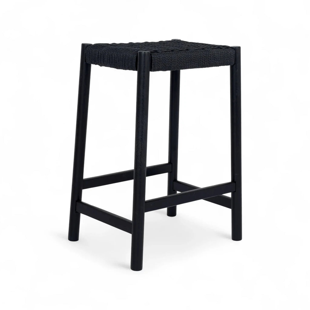 4er Set Barhocker Ida mit Geflechtsitz - Schwarz - FURNHOUSE