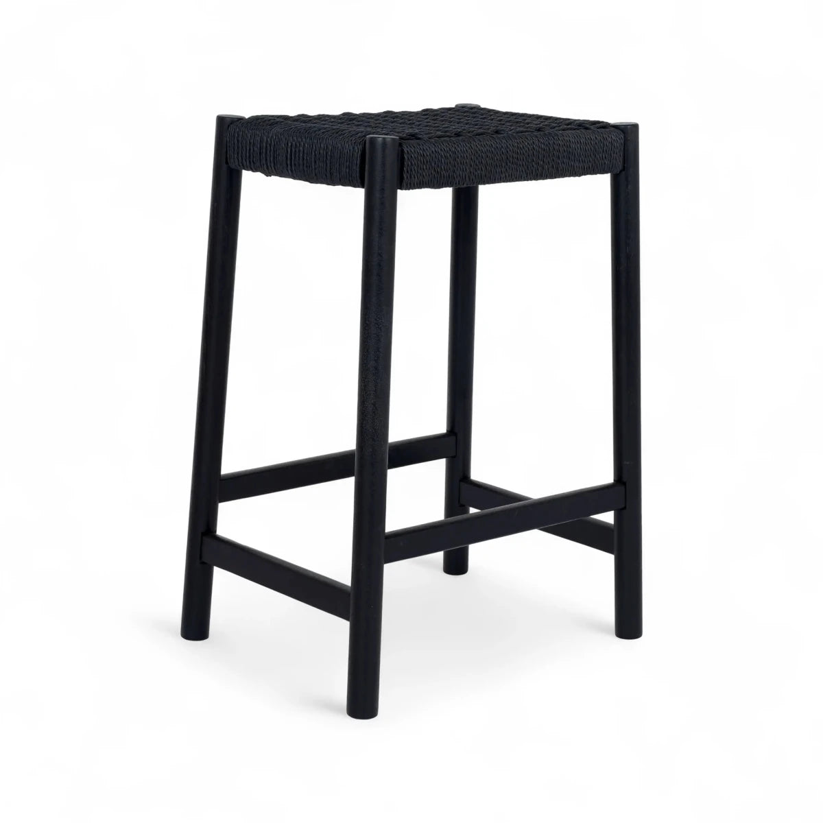 4er Set Barhocker Ida mit Geflechtsitz - Schwarz - FURNHOUSE