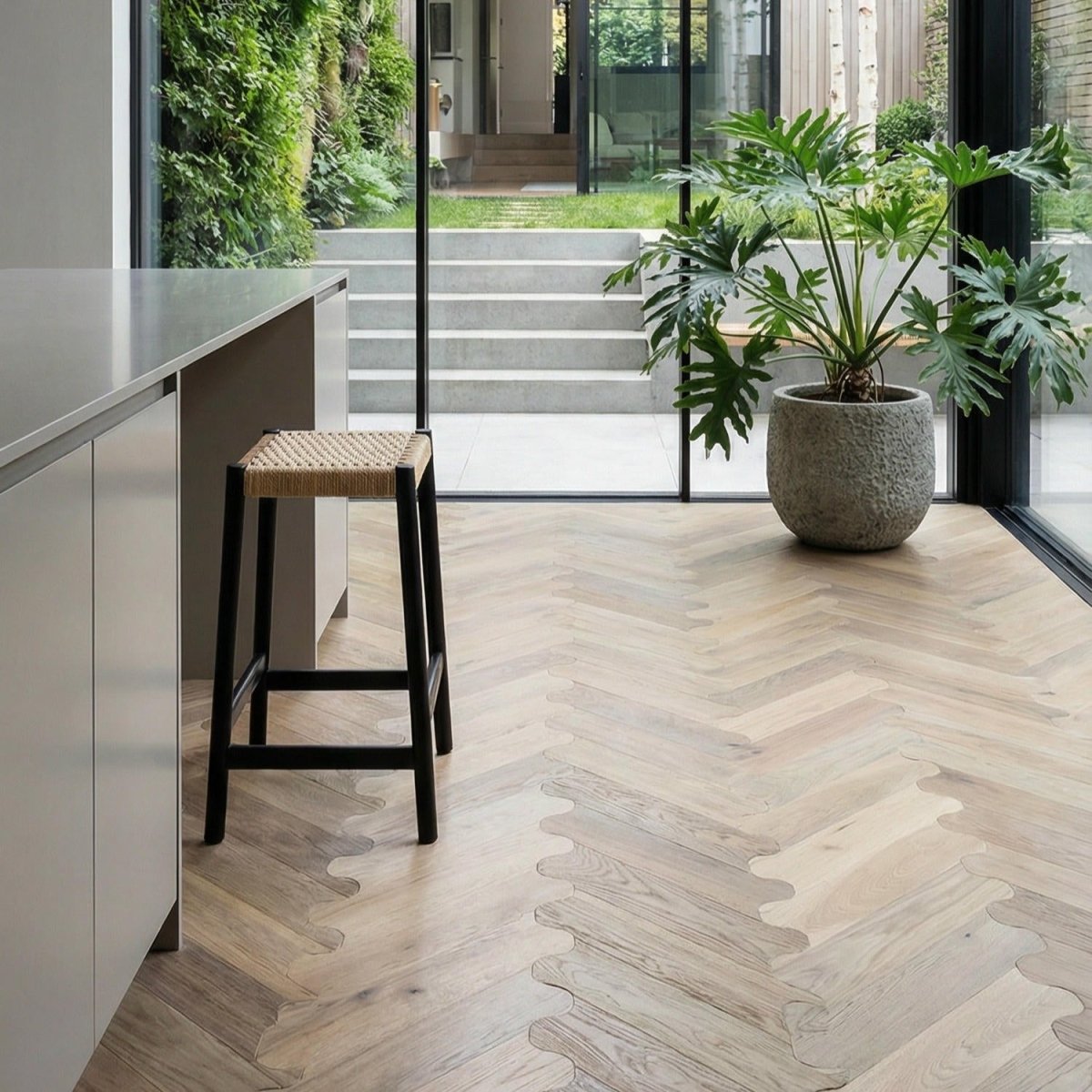 4er Set Barhocker Ida mit Geflechtsitz - Schwarz - FURNHOUSE