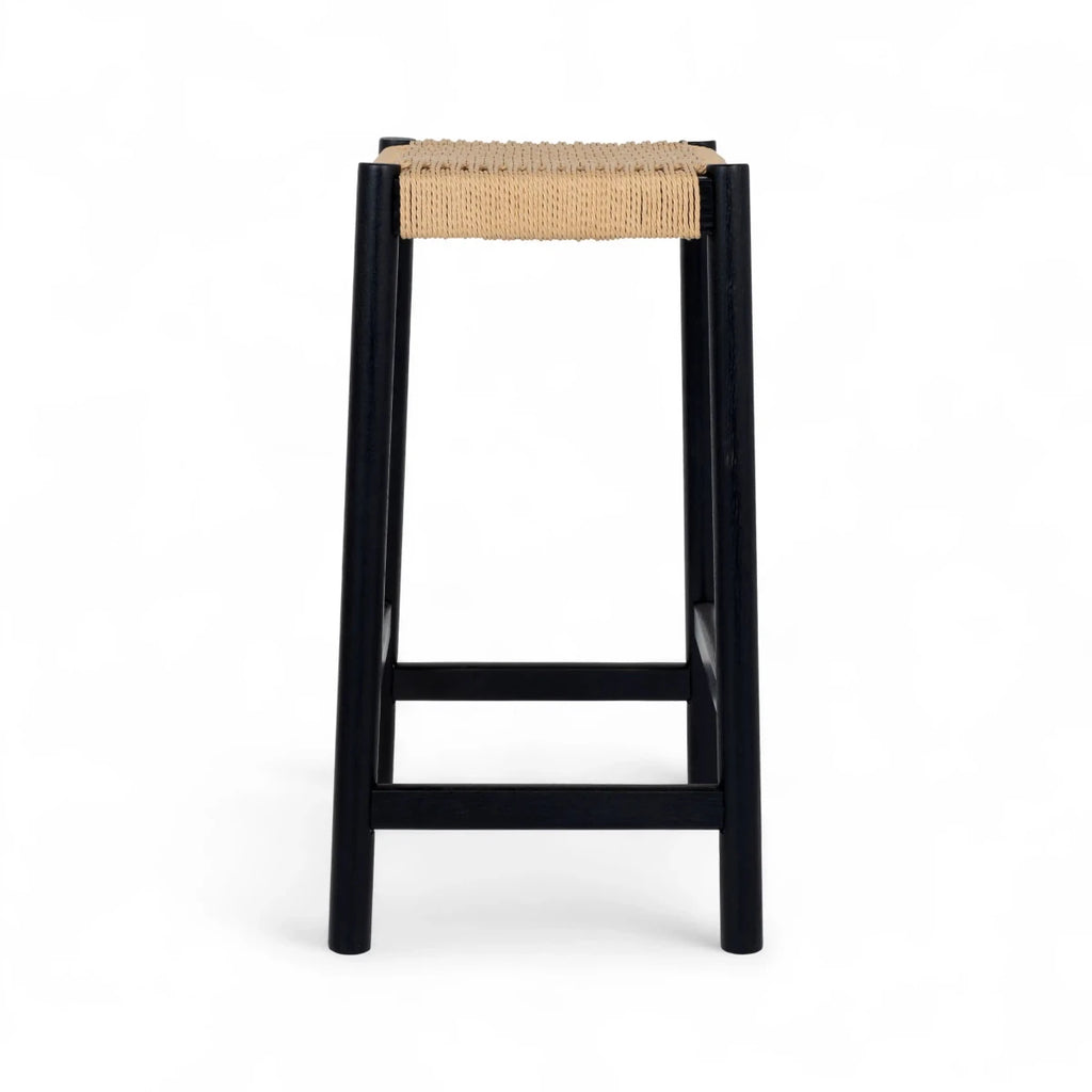 4er Set Barhocker Ida mit Geflechtsitz - Schwarz - FURNHOUSE