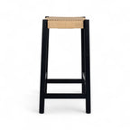 4er Set Barhocker Ida mit Geflechtsitz - Schwarz - FURNHOUSE