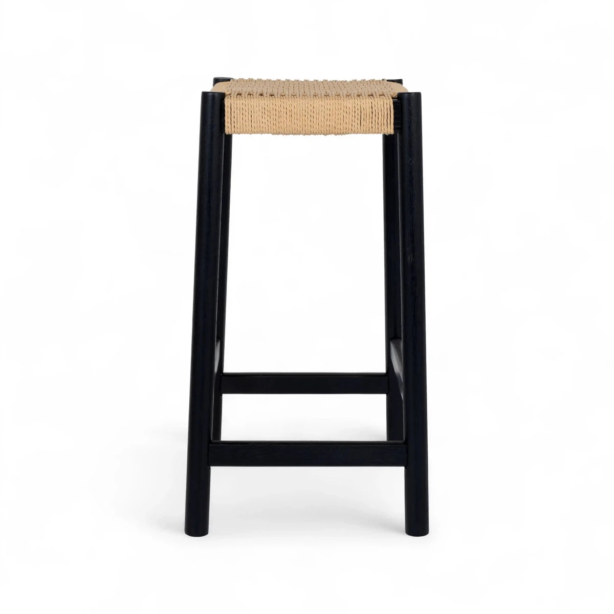 4er Set Barhocker Ida mit Geflechtsitz - Schwarz - FURNHOUSE