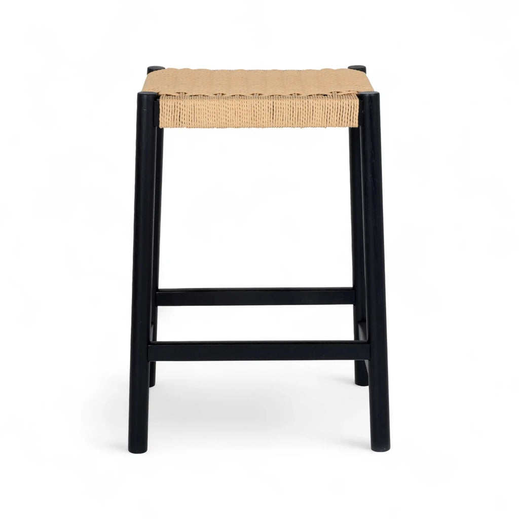 4er Set Barhocker Ida mit Geflechtsitz - Schwarz - FURNHOUSE