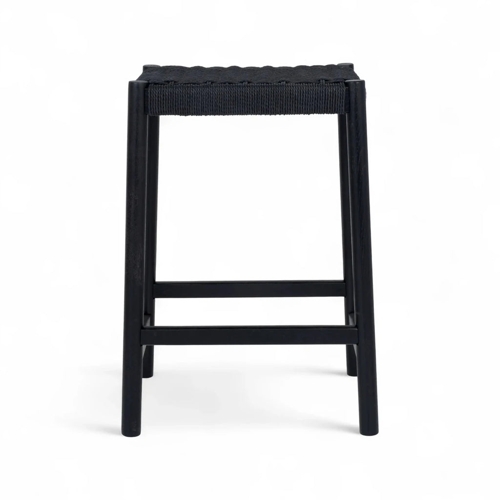 4er Set Barhocker Ida mit Geflechtsitz - Schwarz - FURNHOUSE