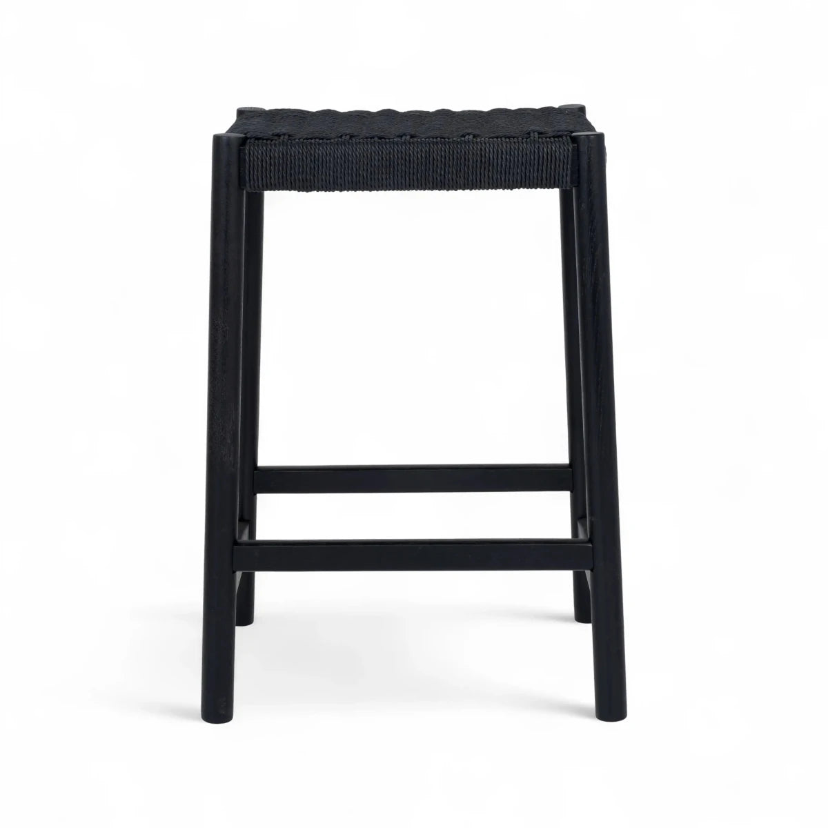 4er Set Barhocker Ida mit Geflechtsitz - Schwarz - FURNHOUSE