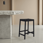 4er Set Barhocker Ida mit Geflechtsitz - Schwarz - FURNHOUSE