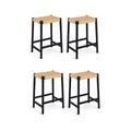 4er Set Barhocker Ida mit Geflechtsitz - Schwarz - FURNHOUSE