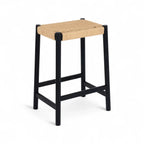 4er Set Barhocker Ida mit Geflechtsitz - Schwarz - FURNHOUSE