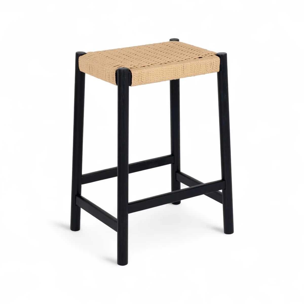 4er Set Barhocker Ida mit Geflechtsitz - Schwarz - FURNHOUSE