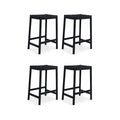 4er Set Barhocker Ida mit Geflechtsitz - Schwarz - FURNHOUSE