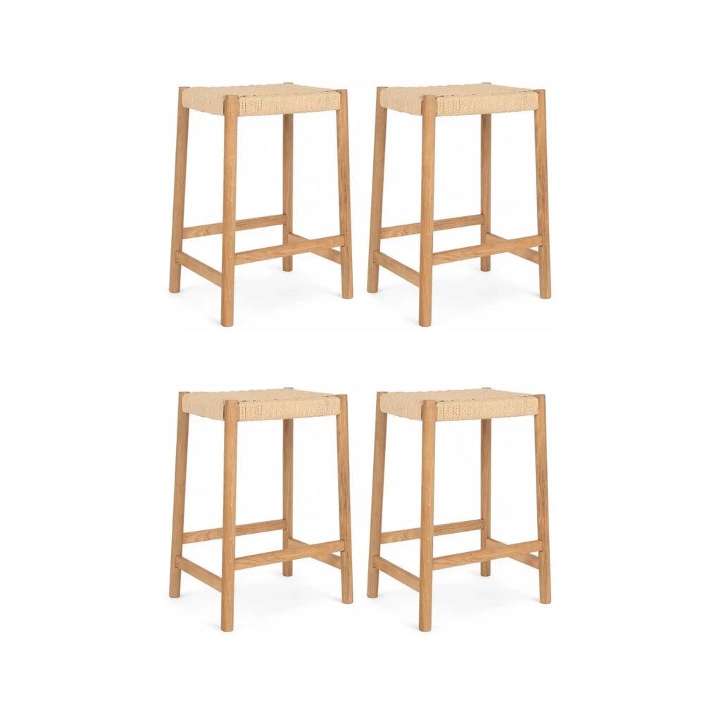 4er Set Barhocker Ida mit Geflechtsitz - Wildeiche - FURNHOUSE