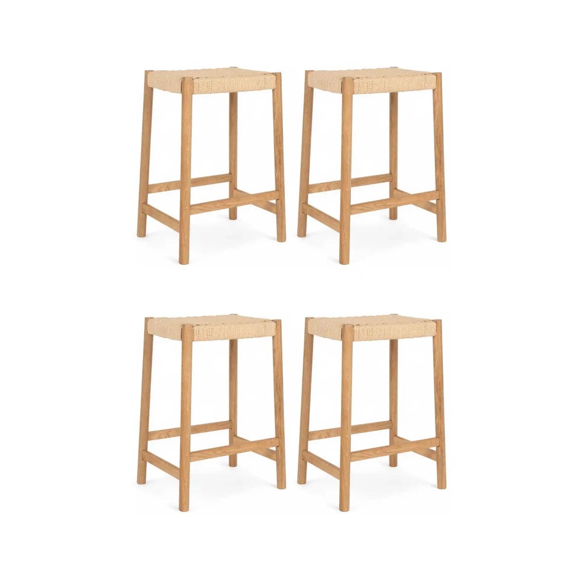 4er Set Barhocker Ida mit Geflechtsitz - Wildeiche - FURNHOUSE