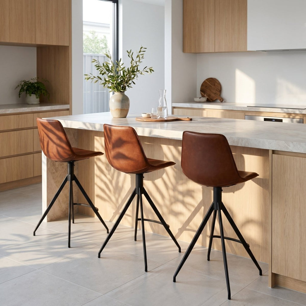 2er Set Barhocker - Cognac Braun - FURNHOUSE