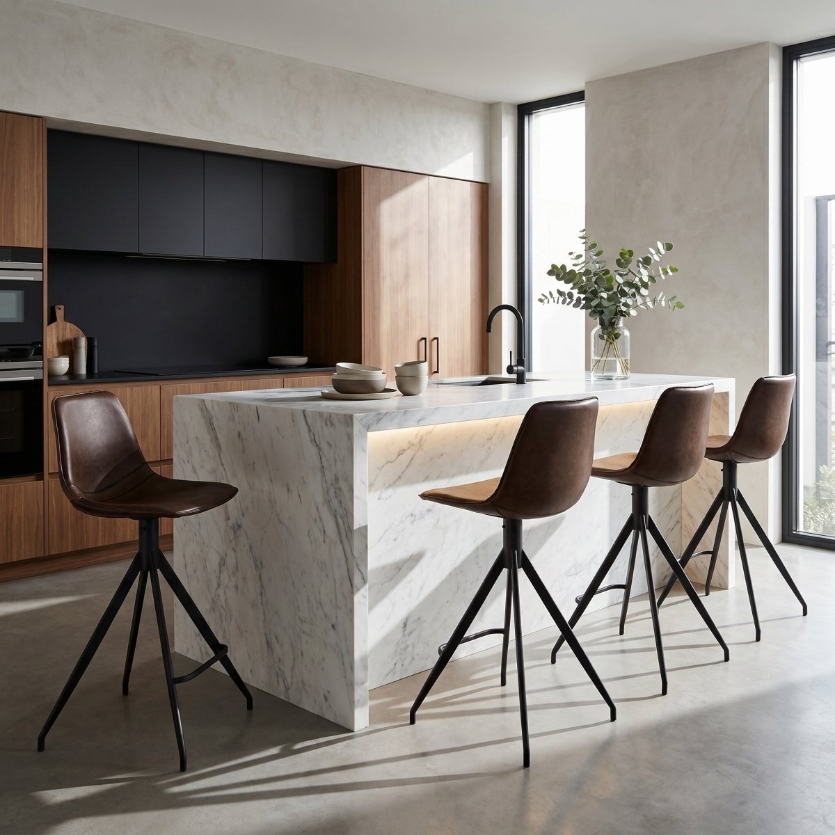 4er Set Barhocker Isabel - Drehbar - Dunkelbraun - IBBE DESIGN - FURNHOUSE