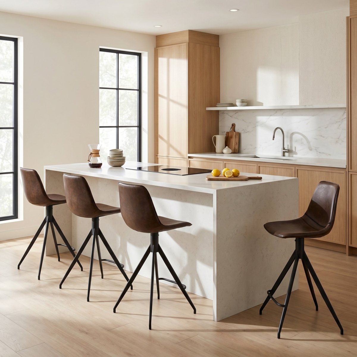 4er Set Barhocker Isabel - Drehbar - Dunkelbraun - IBBE DESIGN - FURNHOUSE